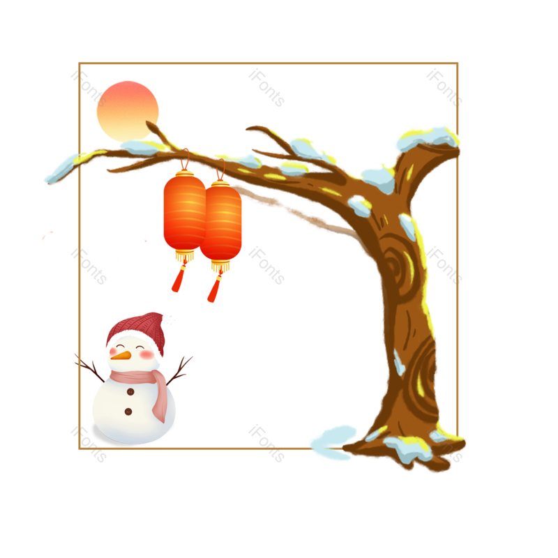 节日图片,灯笼元素,雪人PNG,冬天免抠素材